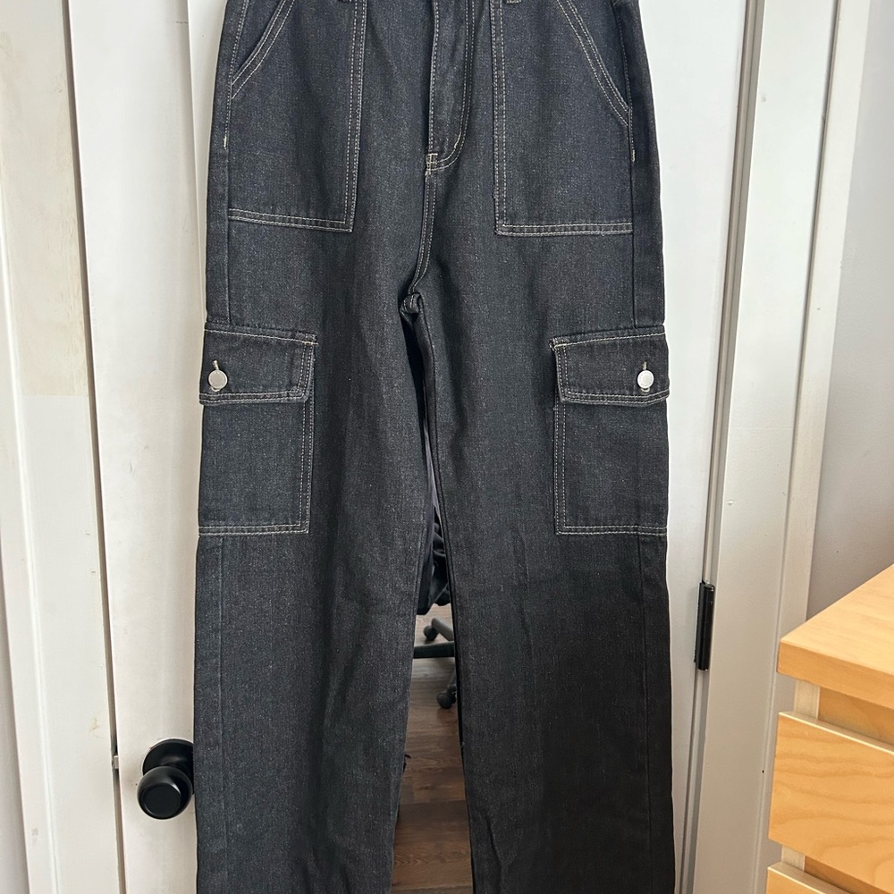 SHEIN Black Denim Cargo Pants